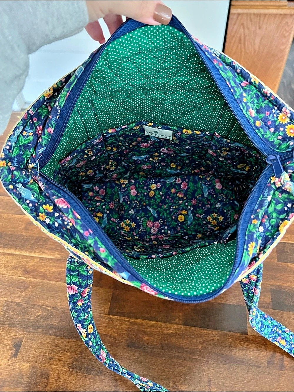 Vera Bradley Vintage Bluebird Villager Tote - Picture 9 of 10